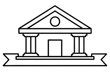 bank sign line art silhouette vector illustration