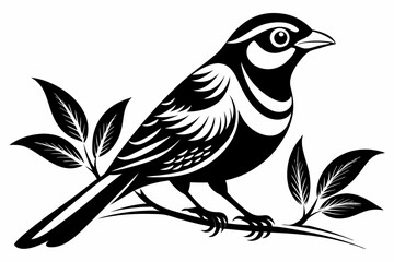 bird on a branch line art silhouette vector illustration