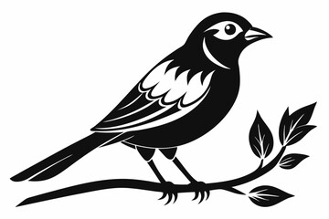 bird on a branch line art silhouette vector illustration