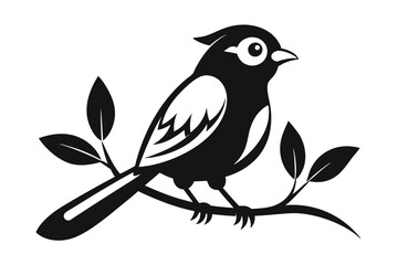 bird on a branch line art silhouette vector illustration