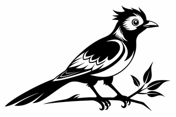 bird on a branch line art silhouette vector illustration