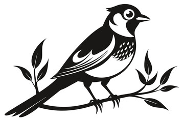 Naklejka premium bird on a branch line art silhouette vector illustration