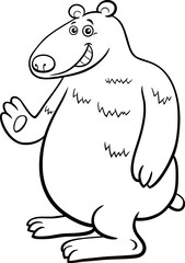 cartoon bear wild animal character waving paw coloring page
