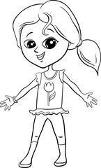 cute elementary age girl comic character coloring page