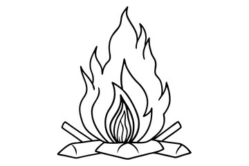 bonfire line art silhouette vector illustration