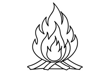 bonfire line art silhouette vector illustration