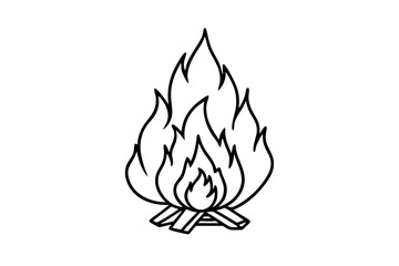 bonfire line art silhouette vector illustration
