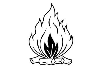 bonfire line art silhouette vector illustration