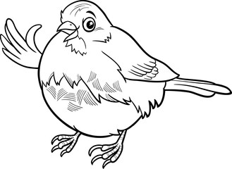 cartoon junco bird animal character waving its wing coloring page