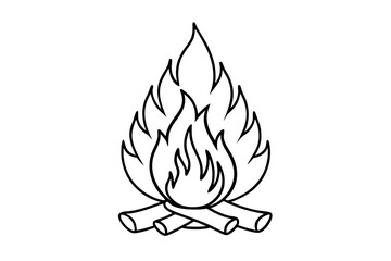bonfire line art silhouette vector illustration