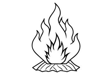 bonfire line art silhouette vector illustration