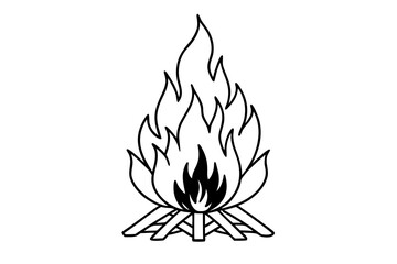 bonfire line art silhouette vector illustration