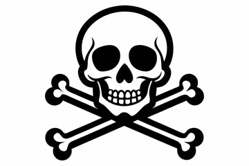 crossbones and skull death line art silhouette vector illustration