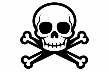 crossbones and skull death line art silhouette vector illustration
