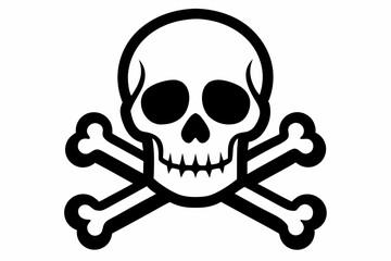 crossbones and skull death line art silhouette vector illustration