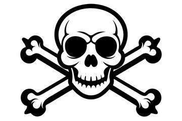 crossbones and skull death line art silhouette vector illustration