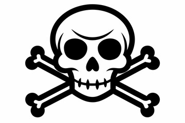 crossbones and skull death line art silhouette vector illustration
