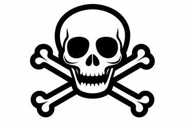 crossbones and skull death line art silhouette vector illustration