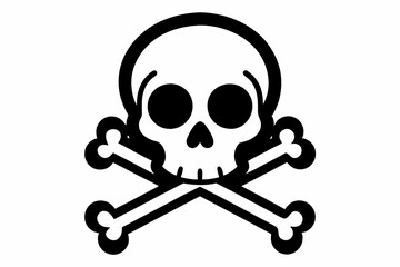 crossbones and skull death line art silhouette vector illustration