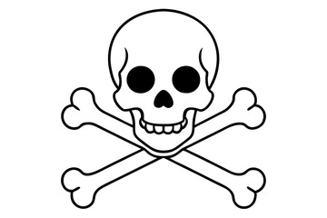 crossbones and skull death line art silhouette vector illustration