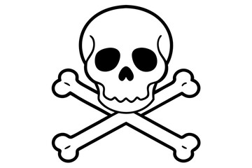crossbones and skull death line art silhouette vector illustration