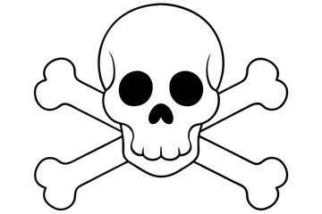 crossbones and skull death line art silhouette vector illustration