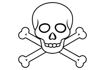 crossbones and skull death line art silhouette vector illustration