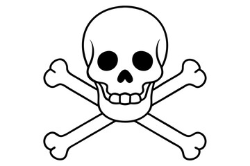 crossbones and skull death line art silhouette vector illustration