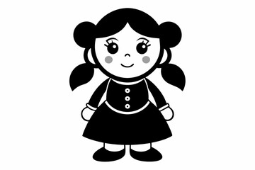 doll line art silhouette vector illustration