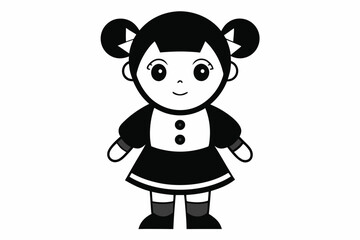doll line art silhouette vector illustration