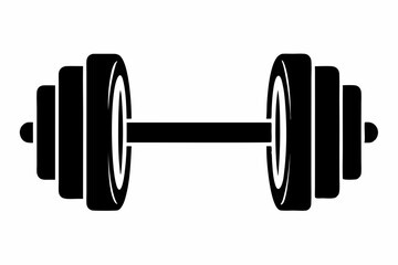 dumbbells line art silhouette vector illustration