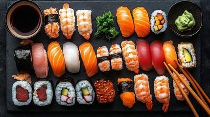 Assorted sushi platter with various fillings