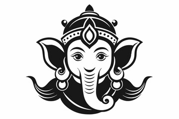 ganesh head line art silhouette vector illustration