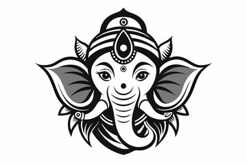 ganesh head line art silhouette vector illustration