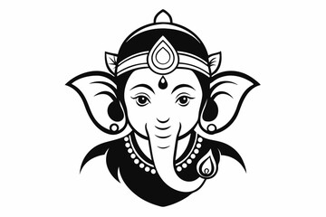 ganesh head line art silhouette vector illustration