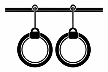 gymnastic rings line art silhouette vector illustration