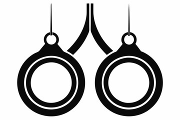 gymnastic rings line art silhouette vector illustration