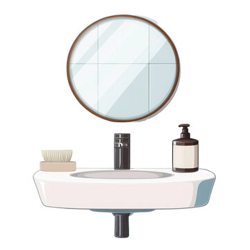 Minimalist bathroom sink with mirror flast design illustration