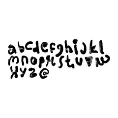 Hand drawn letter alphabet made by dry brush stroke. Grunge style font