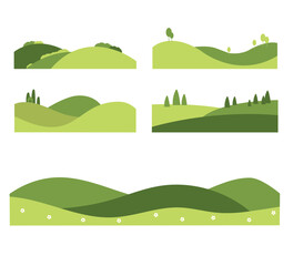 Abstract agriculture landscape template. Green field template, eco background, nature landscape vector illustration with texture. Farmland collage for flyer, identity, booklet. Eco background, map