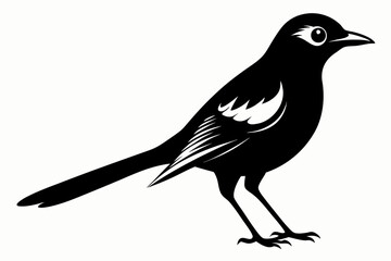 mockingbird line art silhouette vector illustration