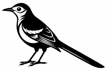 mockingbird line art silhouette vector illustration