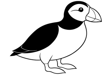 puffin bird line art silhouette vector illustration