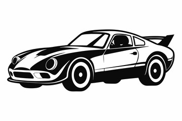 race car line art silhouette vector illustration