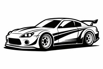 race car line art silhouette vector illustration
