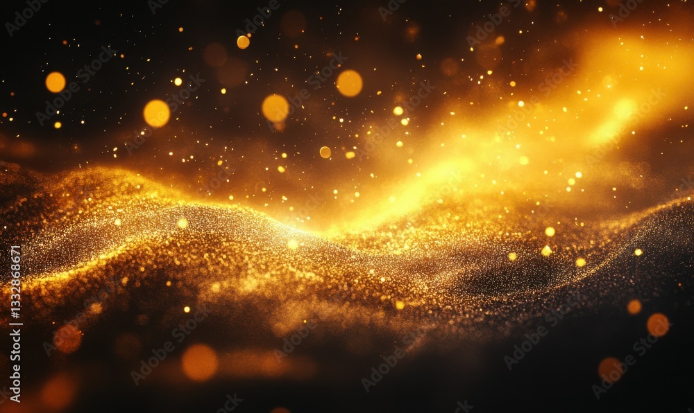 Poster abstract liquid gold textures flowing dynamically over a dark background, glowing highlights creatin