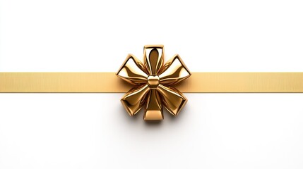 Fototapeta premium Elegant Golden Bow on a Golden Ribbon: A Symbol of Celebration and Gift-Giving