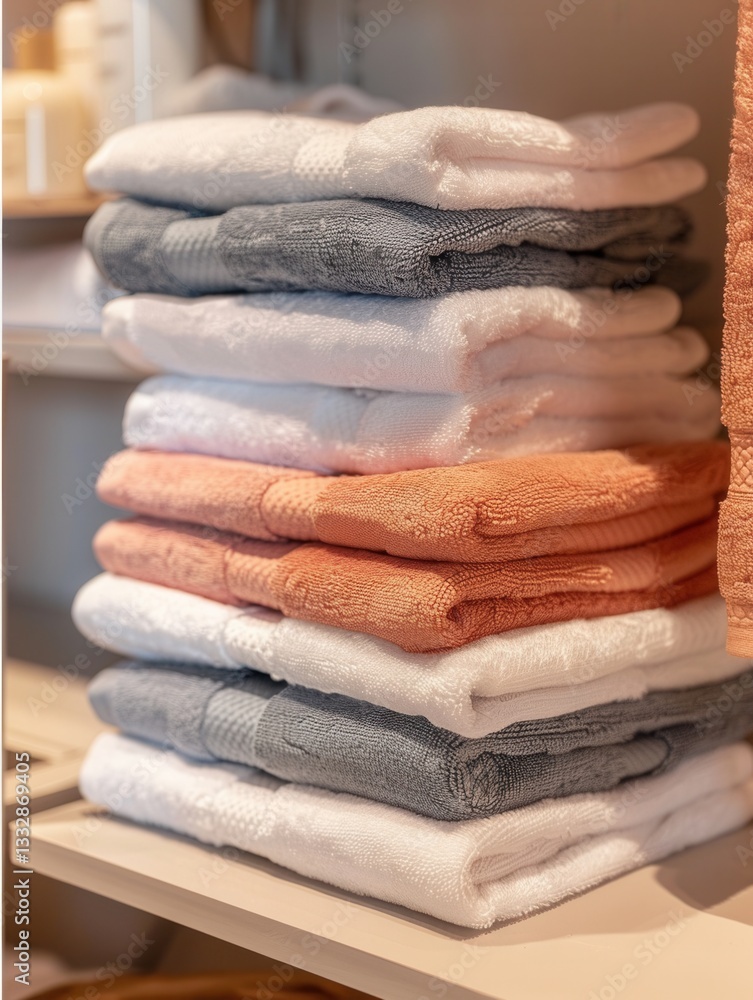 Poster cozy and clean bathroom background with neatly folded towels ideal for hotels and spa salons generat