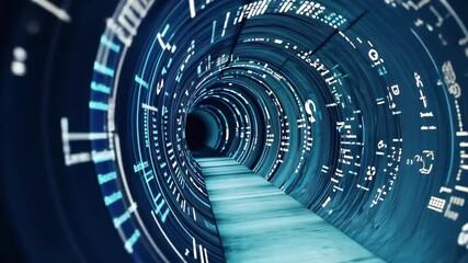 Medical icons in a blue digital tunnel illustrating health technology advancements, medical icons over blue digital tunnel - Powered by Adobe