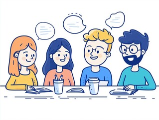 Effective Teamwork: Diverse Friends Engaging in a Creative Brainstorming Session Over Coffee